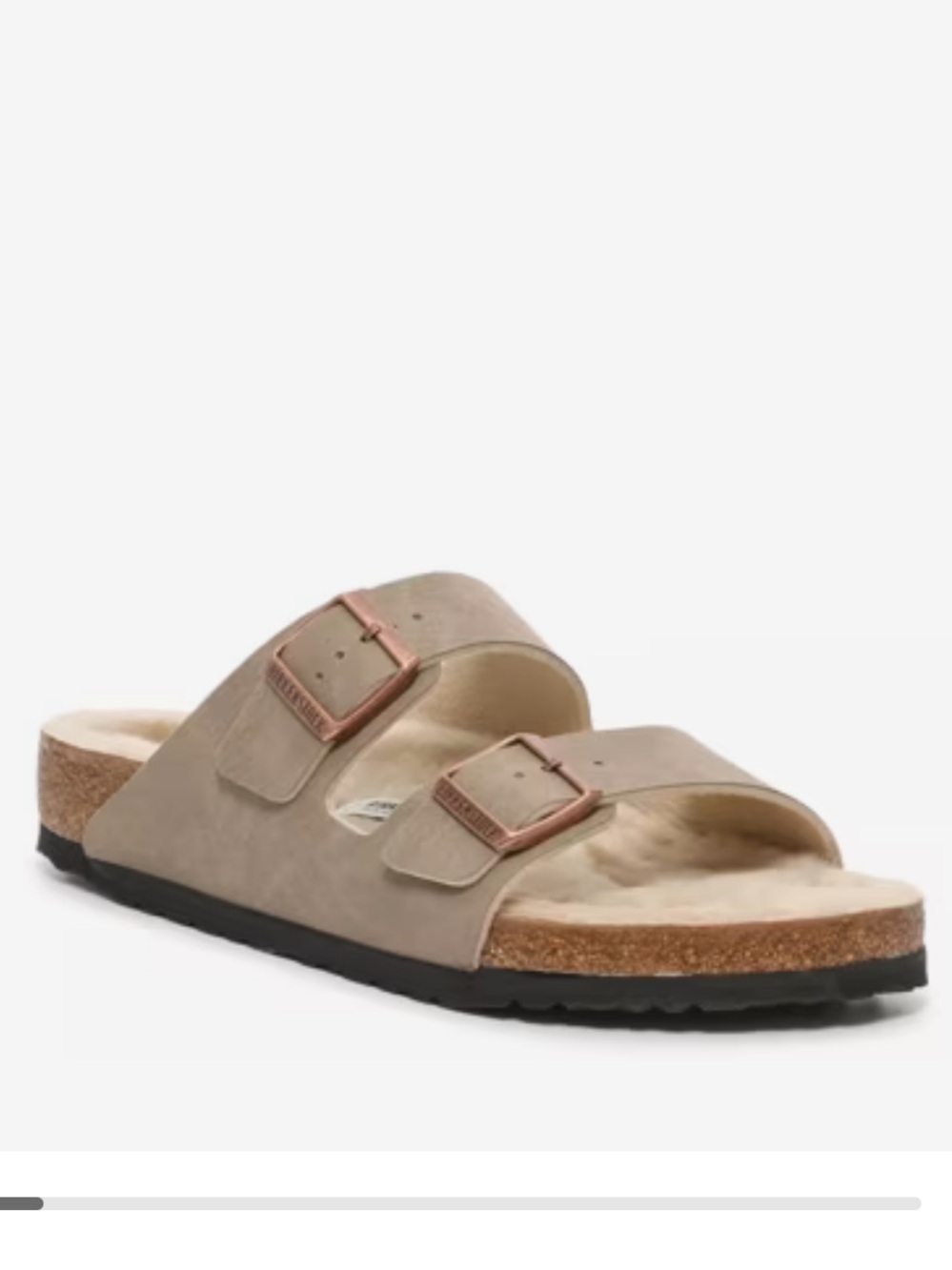 Birkenstock Arizona Shearling Linen Slide Sandals, Size 42, NWT